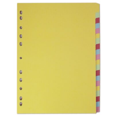 Elba Coloured Card A4 Dividers 20 Part