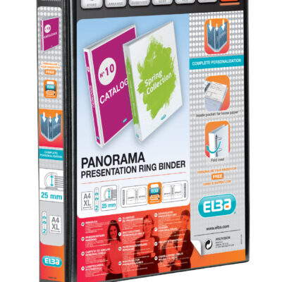 Elba Pan Pres RBinder 25mm A4 2DR BK PK6