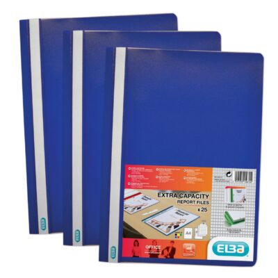 Elba Report File Clear Front Blue PK50