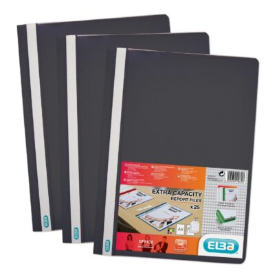 Elba Report File Clear Front Black PK50