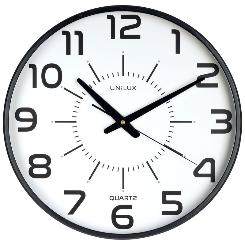 Unilux Clock Maxi Pop With Battery Black