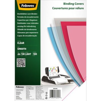 Fellowes Clear PET Cover 180mic A4 PK100
