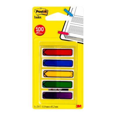 PostIt Index Arrows 12mm 100 Tabs 5 Clrs