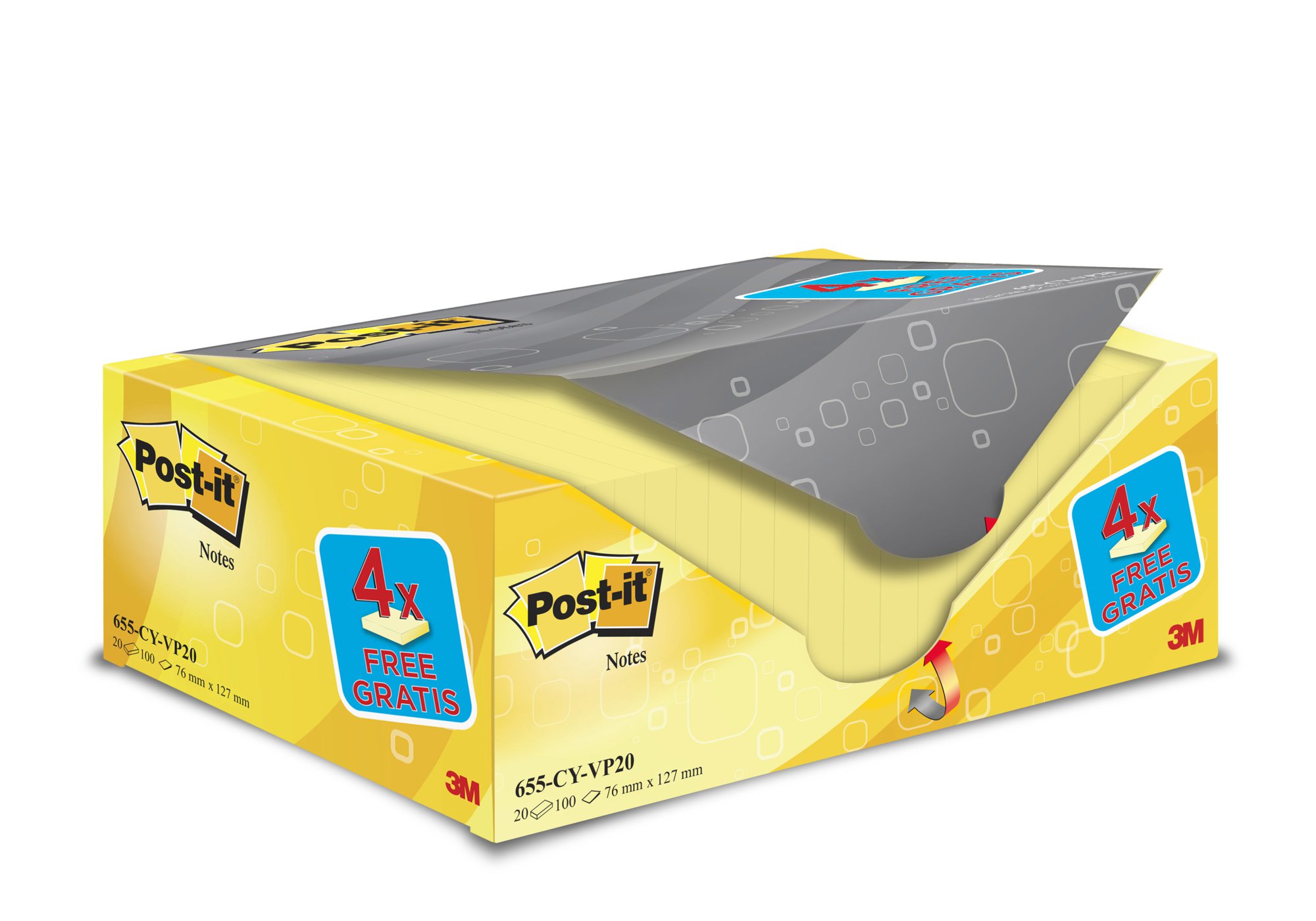 Post-It Canary 76x127mm Value Pack PK20