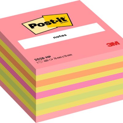Post-it Neon Adhesive Note Cube 2028NP