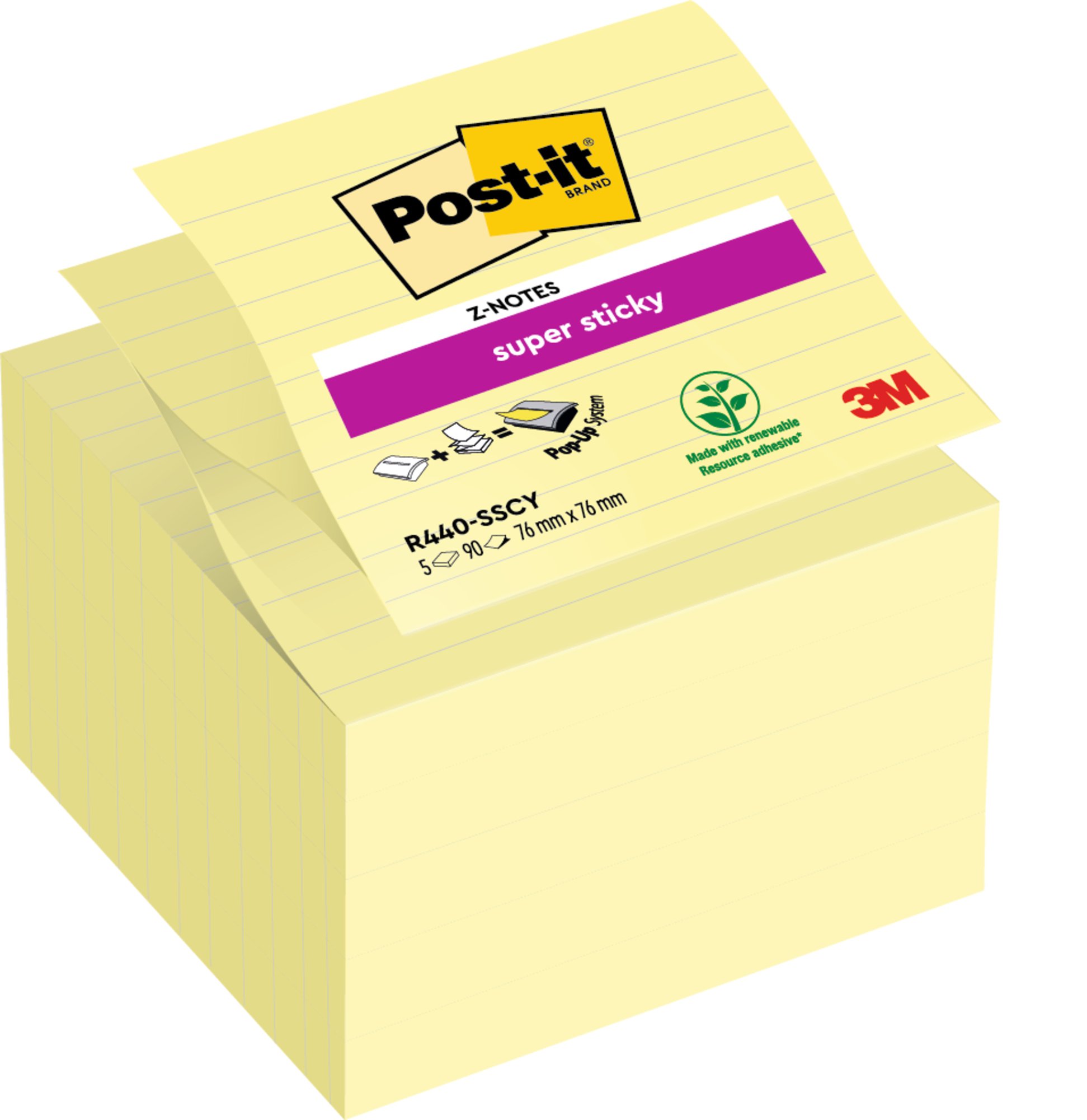 Post-it SS Z Nt Large 101x101 Canary PK5