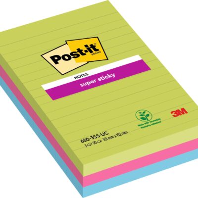 Post-it Super Sticky Ruled 102x152mm PK3