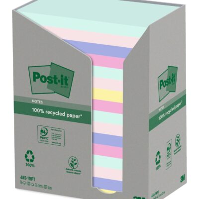 Post it Recycled 76x127mm Asst PK16