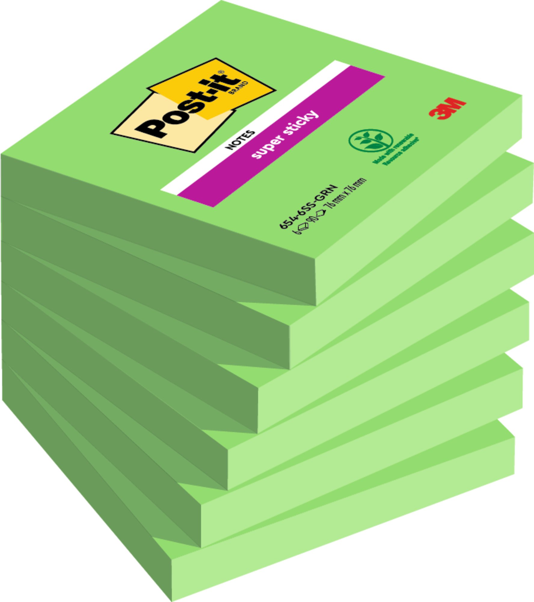 Post-it SSticky 76x76mm Asparagus PK6