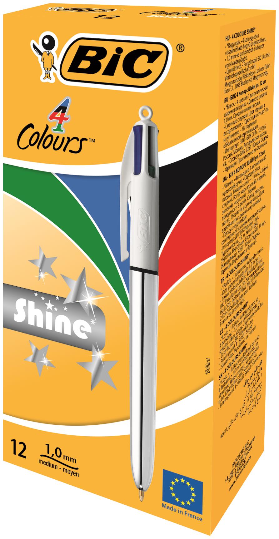 BIC 4 Colour Shine Silver PK12