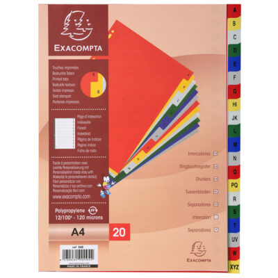 Exacompta 20 Part Printed PP Index