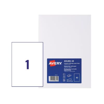 Avery A3L001-10 Disp Labels A3 Rem PK10
