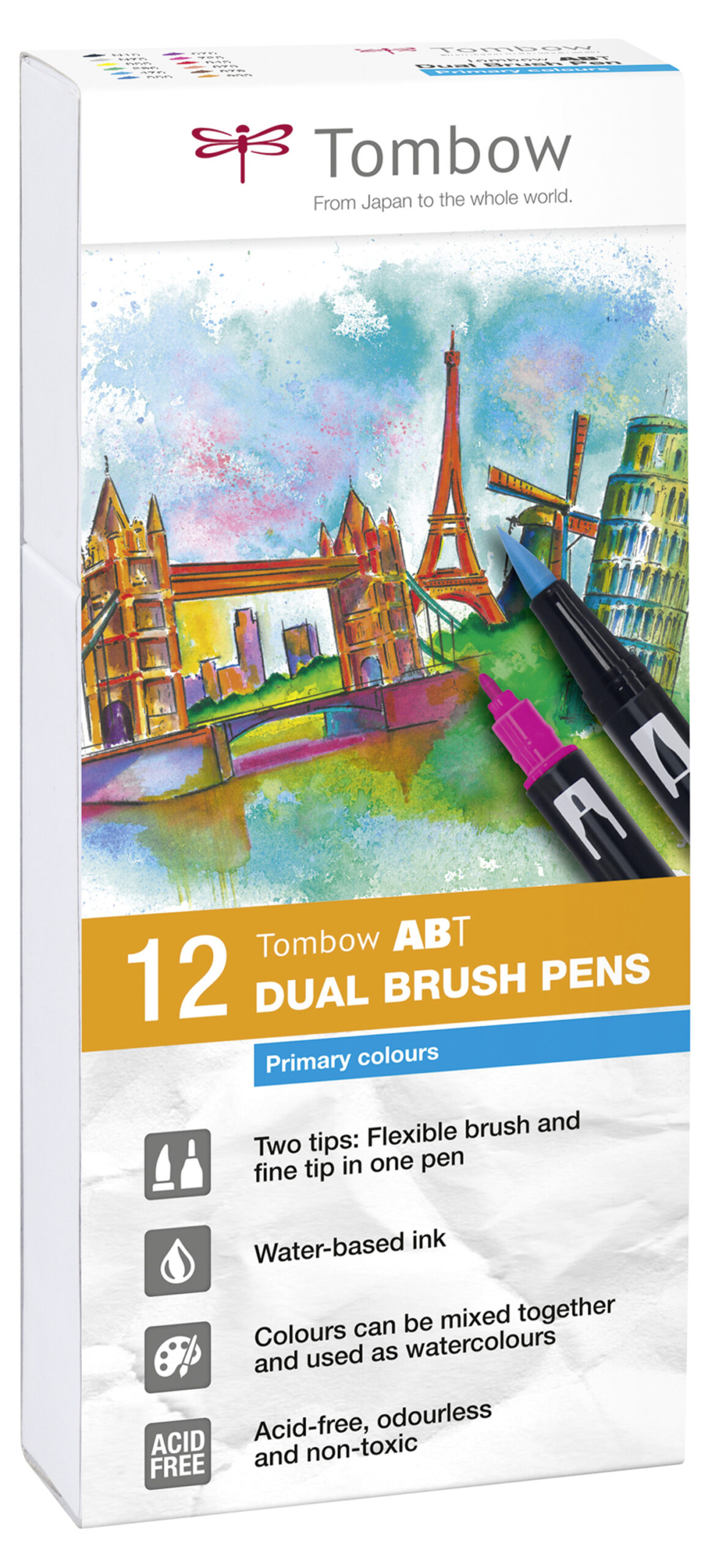 ABT Dual Brush Pen Primry clrs PK12