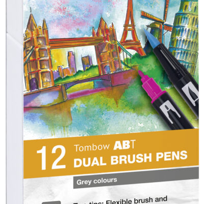 ABT Dual Brush Pen Grey clrs PK12