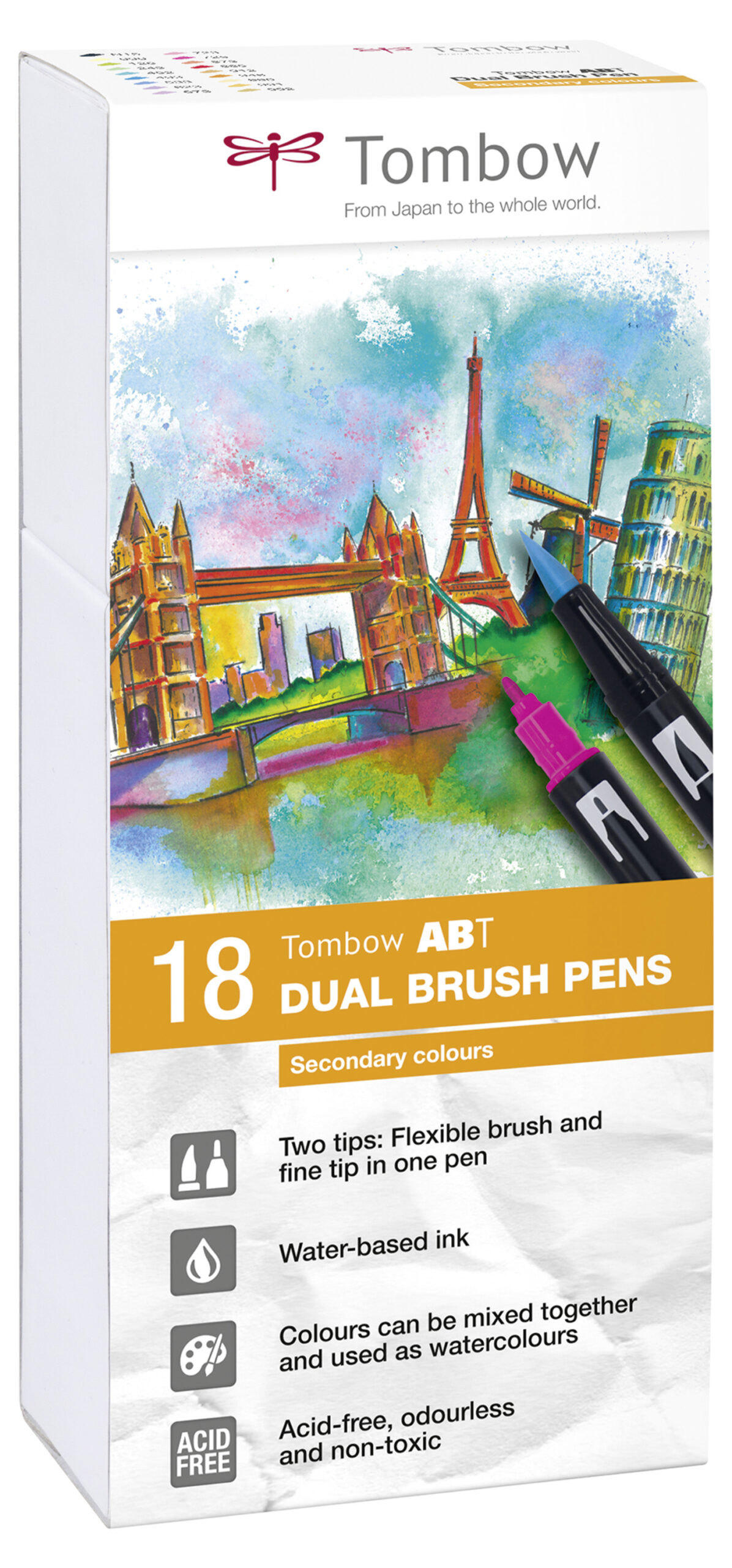 ABT Dual Brush Pen Scndry clrs PK18