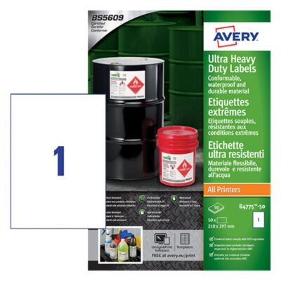 Avery Resistant Labels 210 x 297 mm Pk50