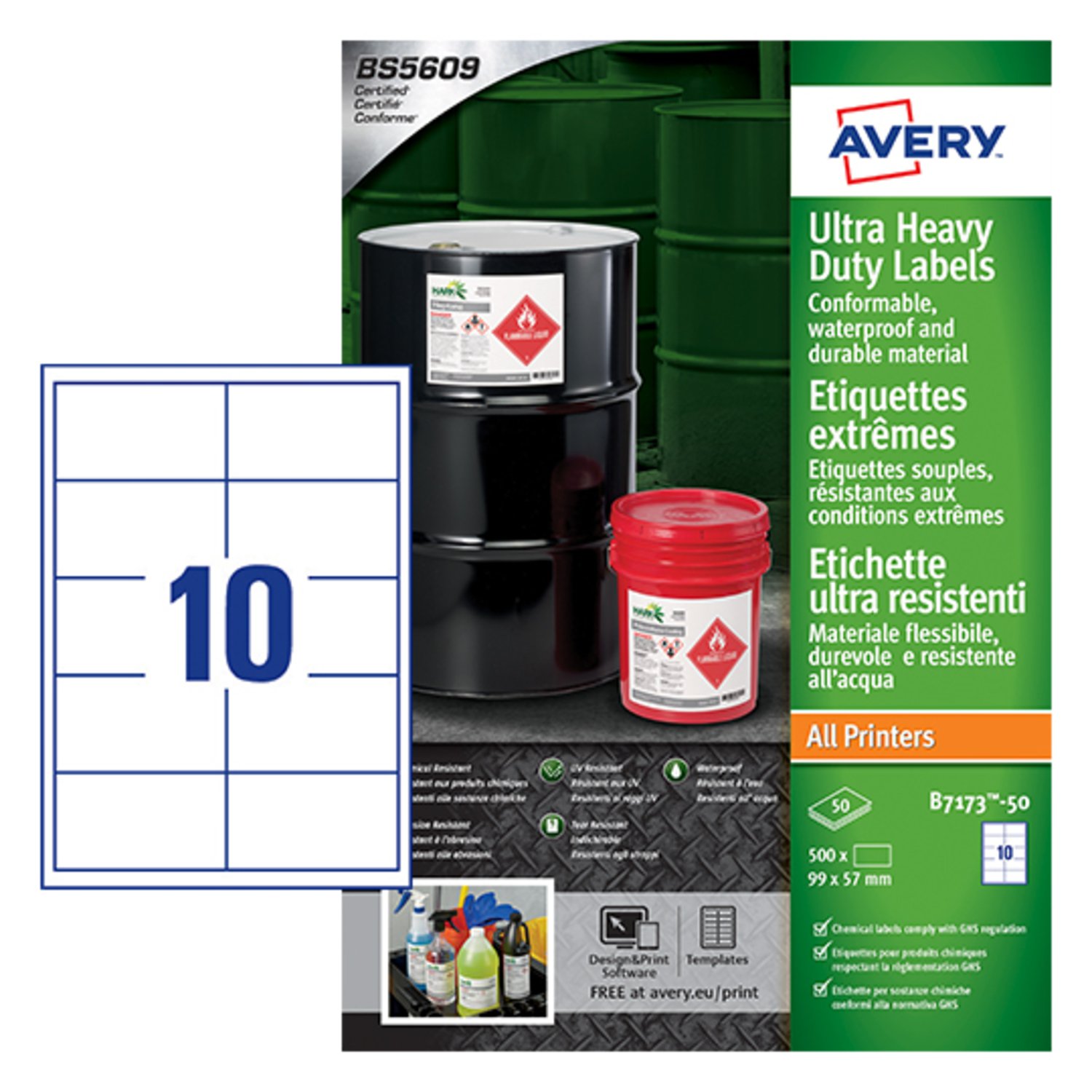 Avery Resistant Labels 57 x 99 m Pk500