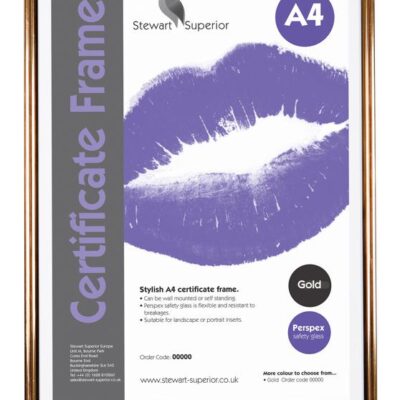 A4 Pin Stripe Certificate Frame BK Gold