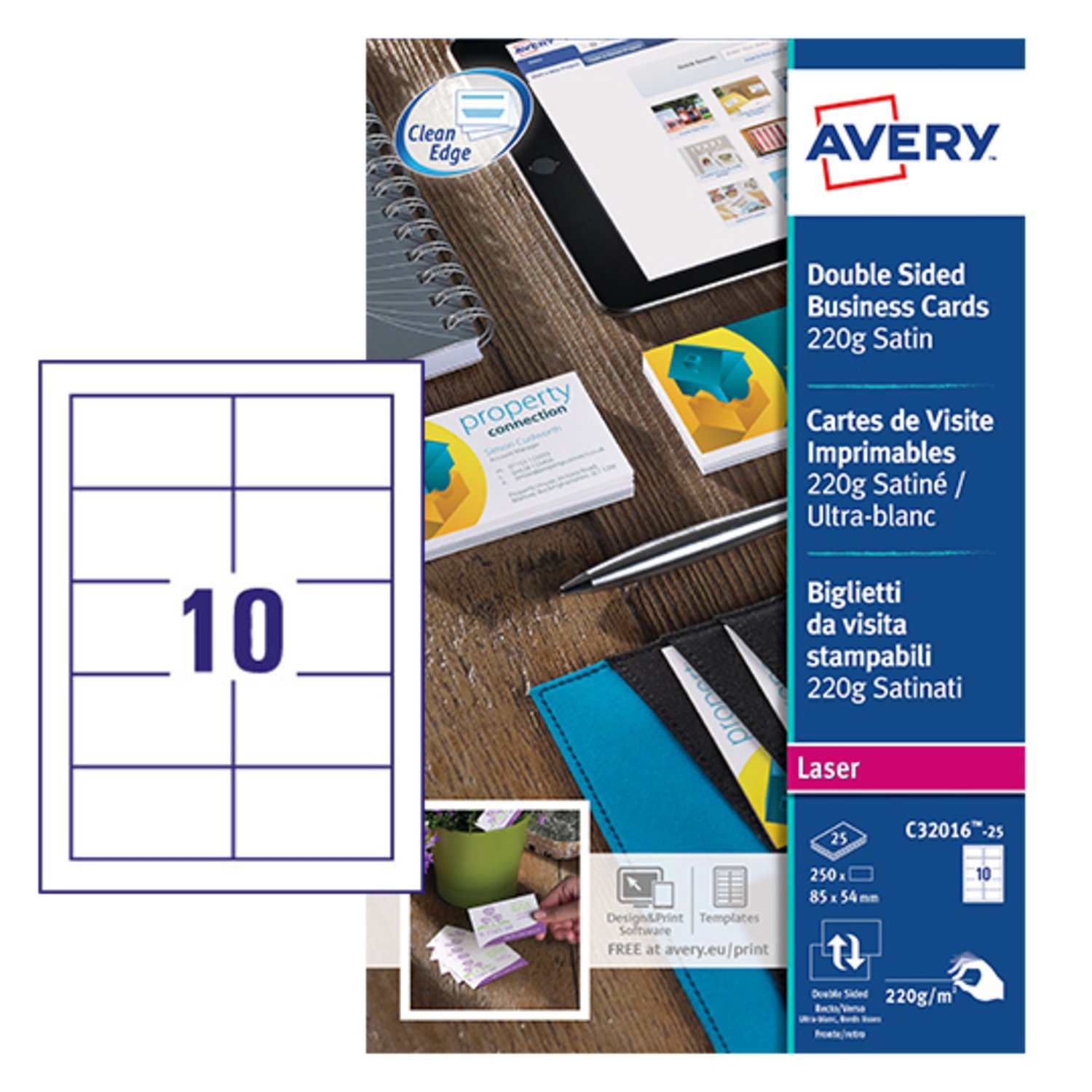 Avery Double Sided Satin Bus Cards PK250