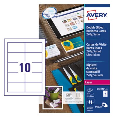 Avery Colour Laser Satin Bus Cards PK250