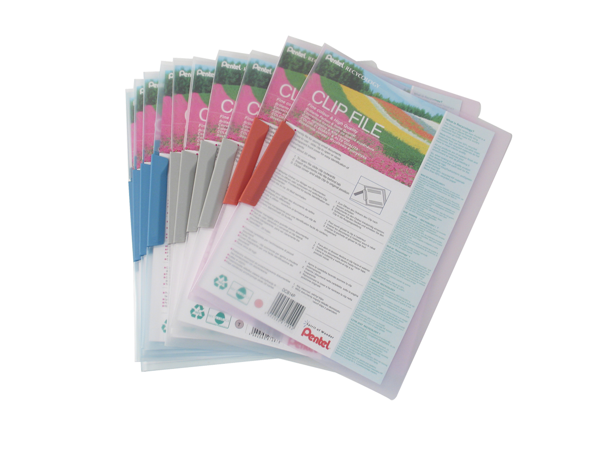 Recycology A4 Clip Files Asst PK10