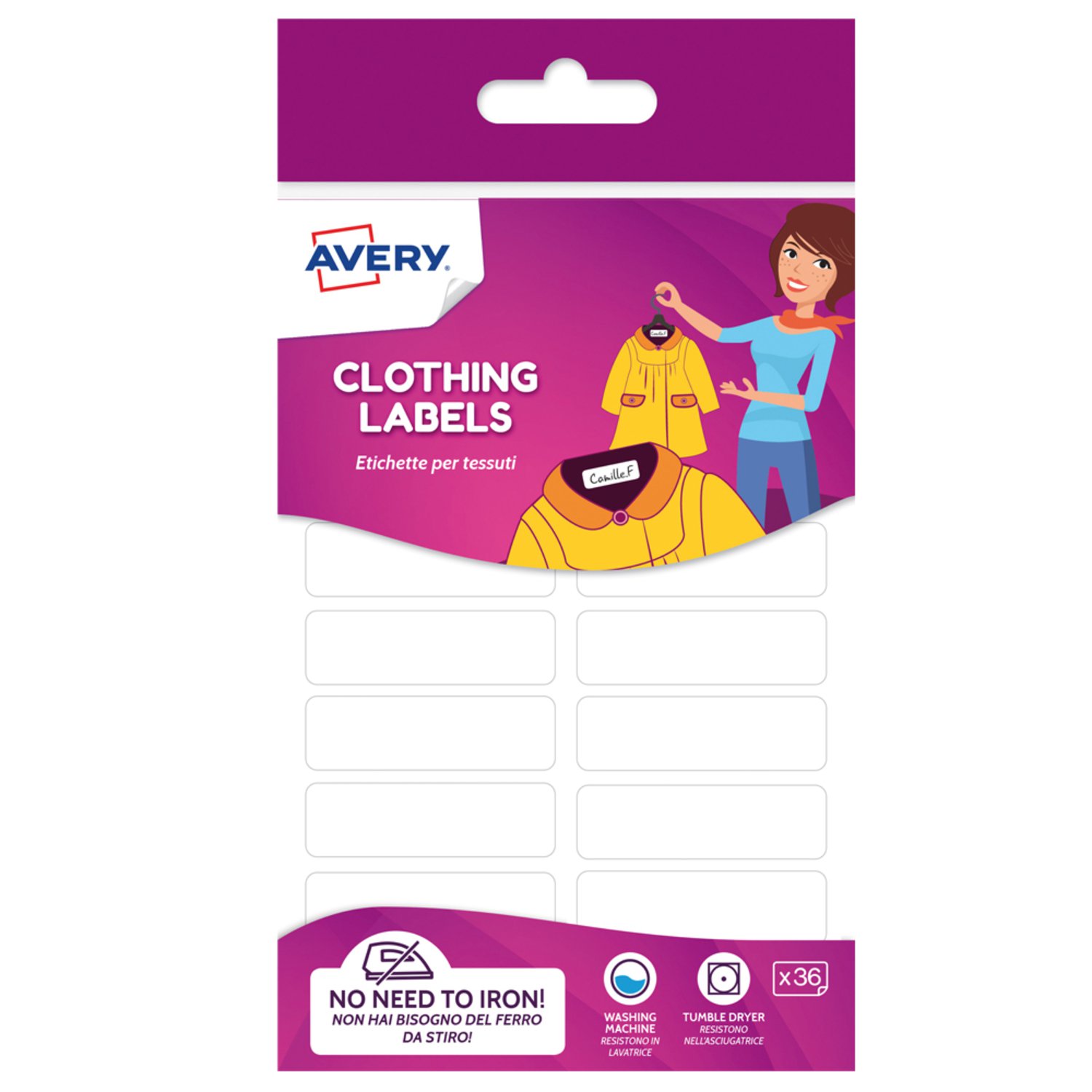 Avery Clothing Labels 45x13 WH PK36