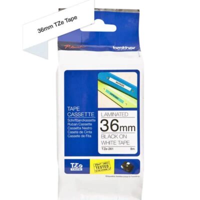 36MM BLACK ON WHITE LABELLING TAPE