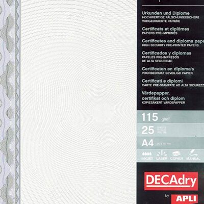 Decadry A4 Crtificte Ppr Bl Pack 25