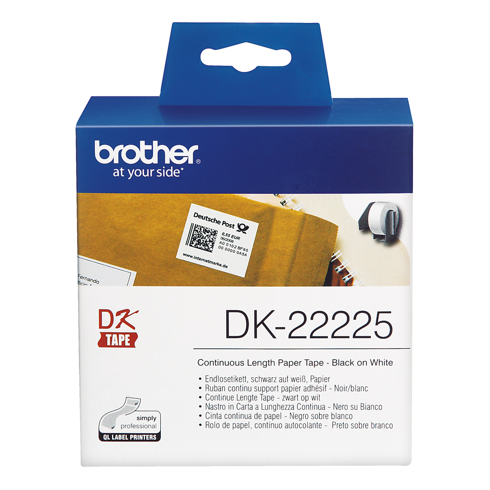 Brother DK22225 Bk on Whit Pape Rol 38mm