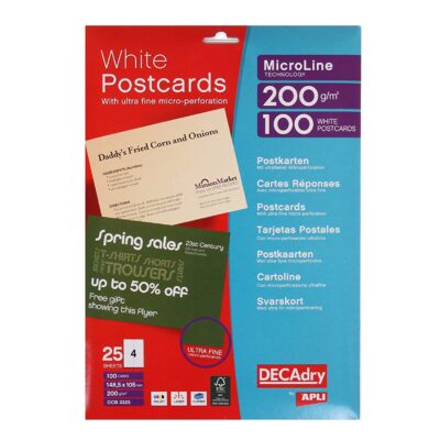 Decadry Wh Pstcrds 200gsm Pk 100