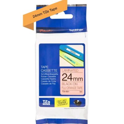 24MM FLUORESCENT BK ON ORANGE TAP 5M LON