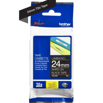 24MM Gloss White on Bk Labelling Tape