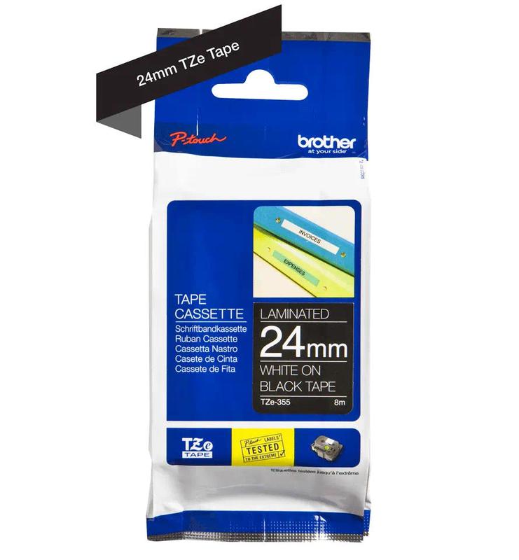 24MM Gloss White on Bk Labelling Tape