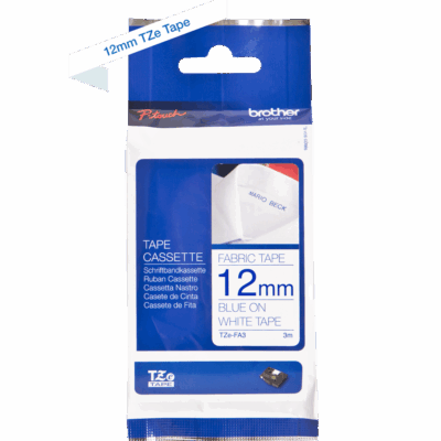 12MM BLUE ON WHITE TAPE