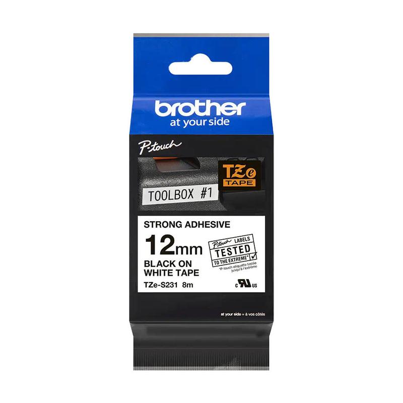 12MM BK ON WHITE LABELLING TAPE