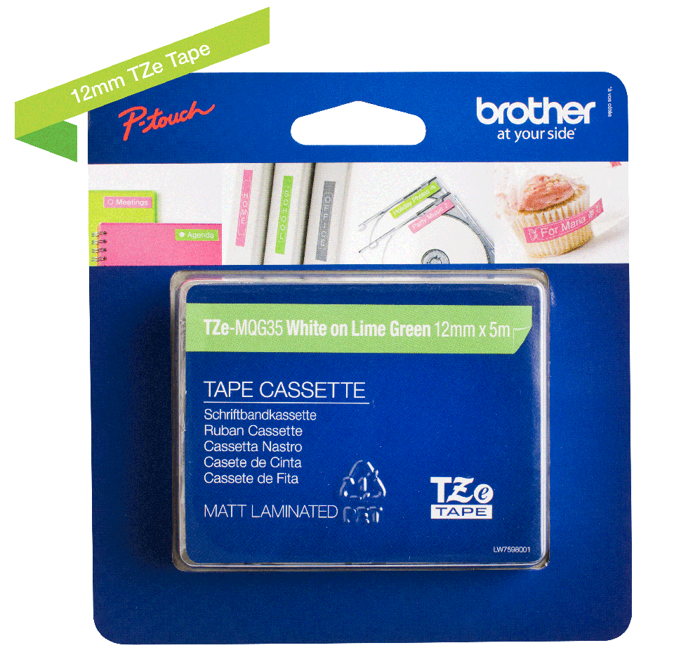 Brother TZEMQG35 PTouch Ribbon 12mm x 5m
