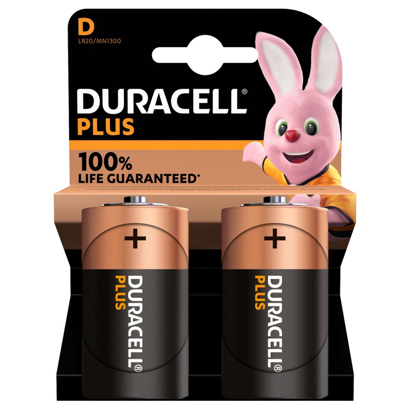 Duracell Plus D Battery PK2