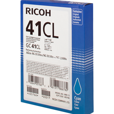 RICOH 405766 SG2100 GC 41 Cyan Gel Ink