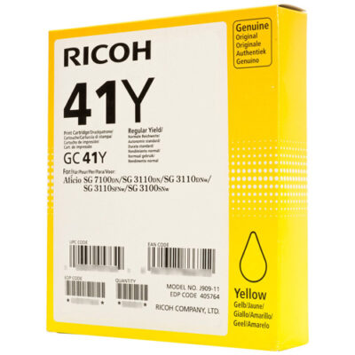 RICOH 405768 SG2100 GC 41 Yellow Gel Ink