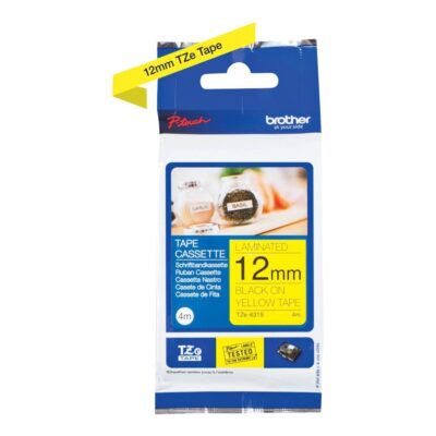 12MM BLACK ON YELLOW LAB TAPE (4 metre)
