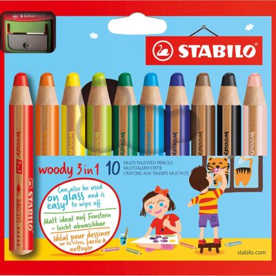 Woody 3 in 1 Colouring Pencils PK10
