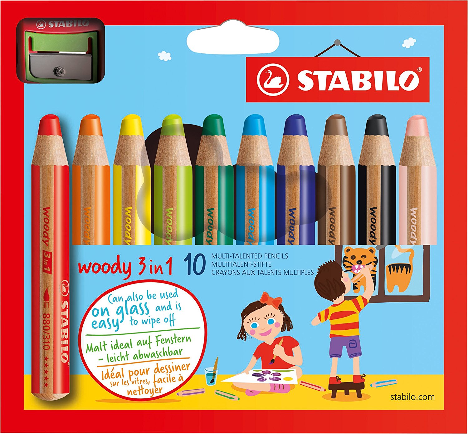Woody 3 in 1 Colouring Pencils PK10