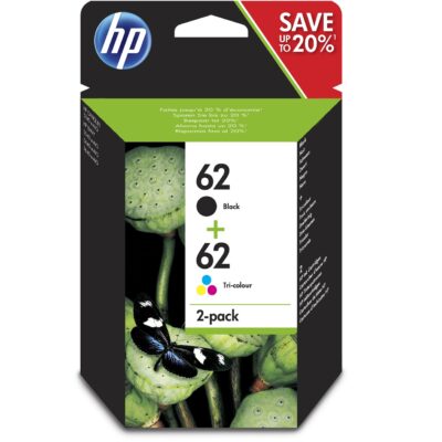 HP N9J71AE 62 2 PACK BLACK TRI COLOR