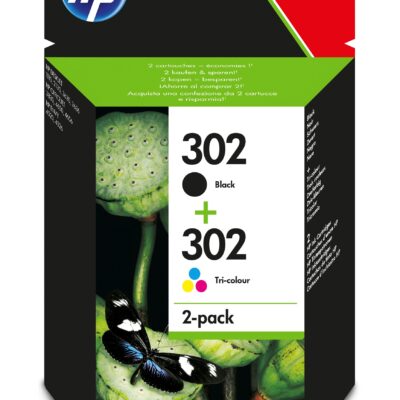 HP X4D37AE 302 INK COMBO 2 PK BLK COL
