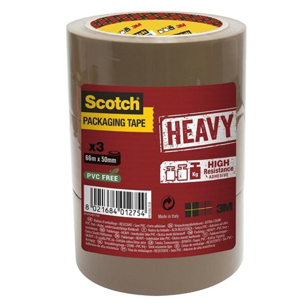 Scotch Pack Tape Hvy Brn 50mmX66m PK3