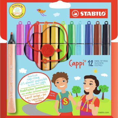 Cappi Felt Pens with Cap Ring PK12