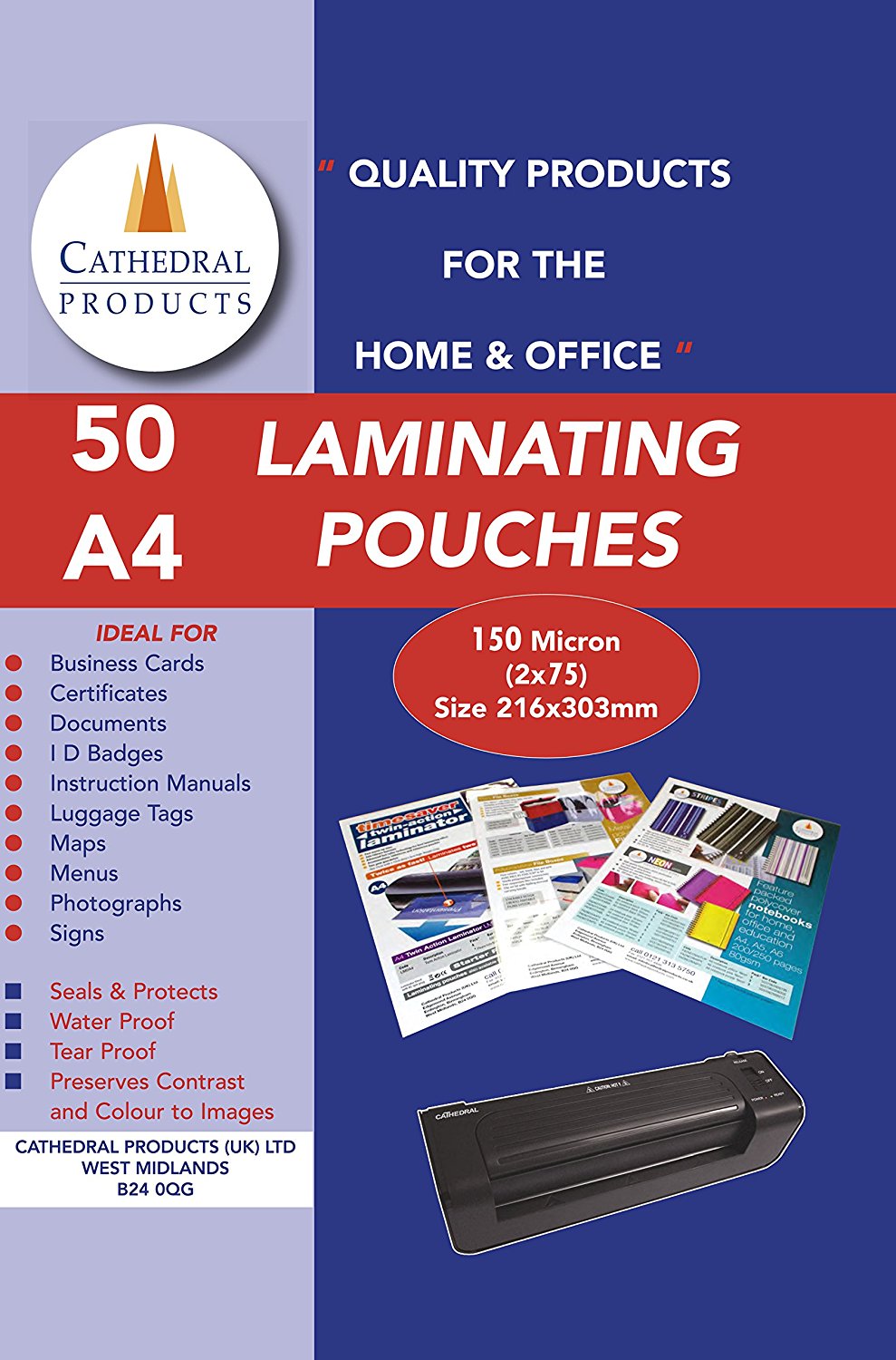 Laminating Pouch A4 150mic PK50