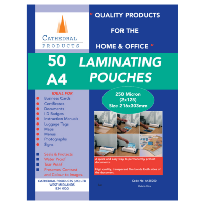 ValueX Laminating Pouch A4 250mic PK50