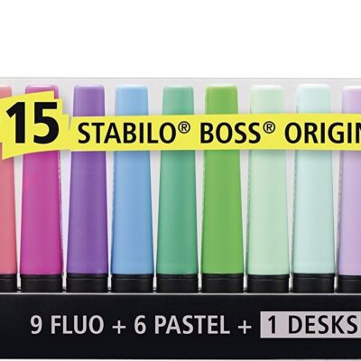 Boss Highlighter Deskset Assorted PK15