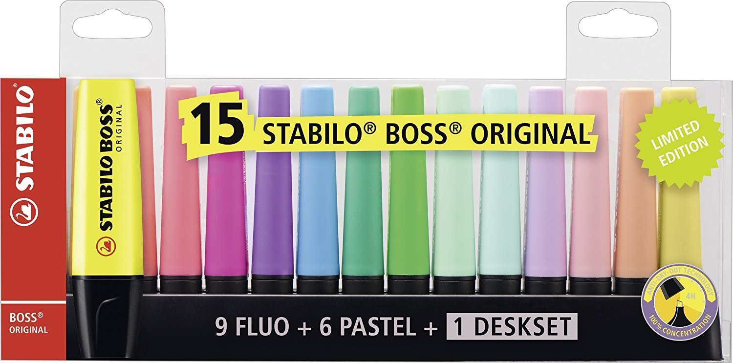 Boss Highlighter Deskset Assorted PK15